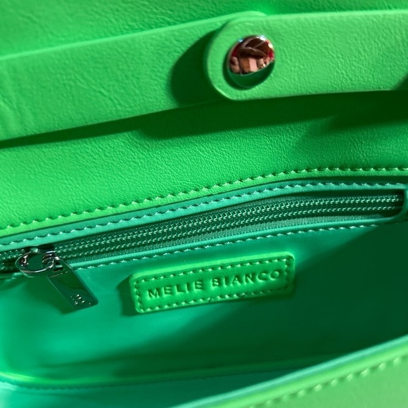 NWT Melie Bianco Neon Green Shoulder Bag with‎ Chunky Chain Strap | Y2K Baguette - Picture 9 of 12